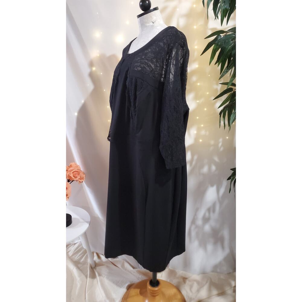 Lane Bryant Lace Sheer 3/4 Sleeve Sheath Dress Plus Size 26 Black LBD Wedding - Picture 5 of 13